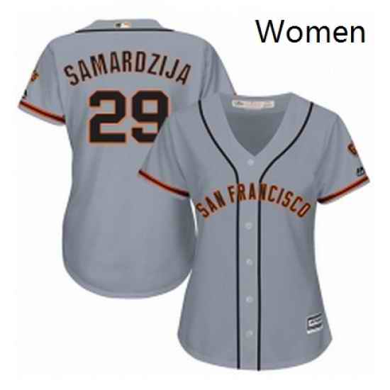 Womens Majestic San Francisco Giants 29 Jeff Samardzija Replica Grey Road Cool Base MLB Jersey